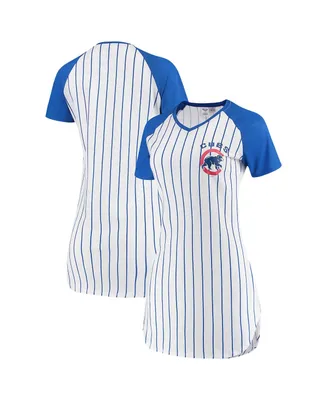Women's Concepts Sport White Chicago Cubs Vigor Pinstripe Nightshirt