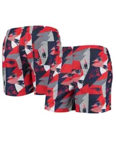 Men's Foco Navy and Red New England Patriots Geo Print Swim Trunks