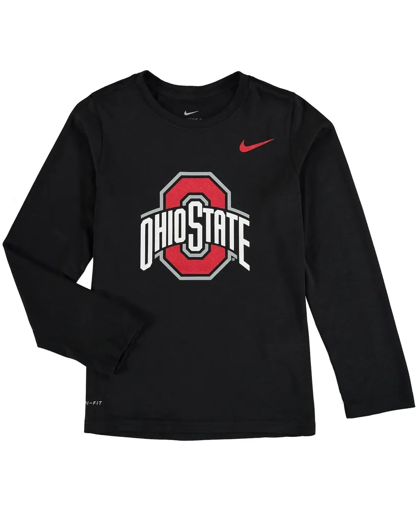 Big Boys Nike Heathered Black Ohio State Buckeyes Legend Logo Long Sleeve Performance T-shirt