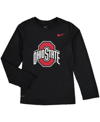 Big Boys Nike Heathered Ohio State Buckeyes Legend Logo Long Sleeve Performance T-shirt