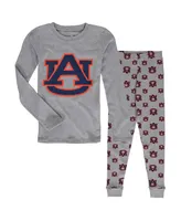 Big Boys Heathered Gray Auburn Tigers Long Sleeve T-shirt and Pant Sleep Set