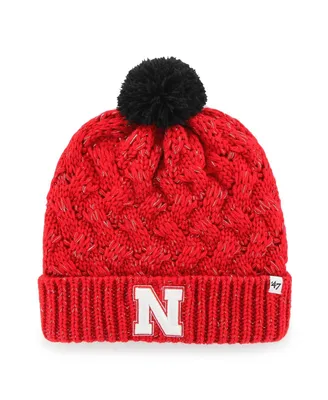 Women's '47 Scarlet Nebraska Huskers Fiona Cuffed Knit Hat With Pom