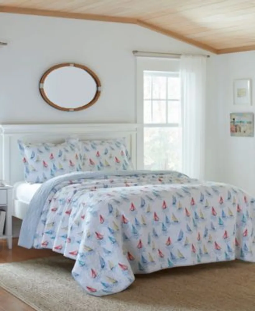 Laura Ashley Saltwater Cotton Reversible Piece Quilt Set