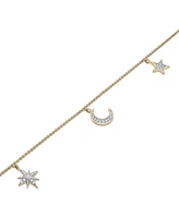 Wrapped Diamond Moon & Stars Charm Ankle Bracelet (1/10 ct. t.w.) in 10k Gold, Created for Macy's