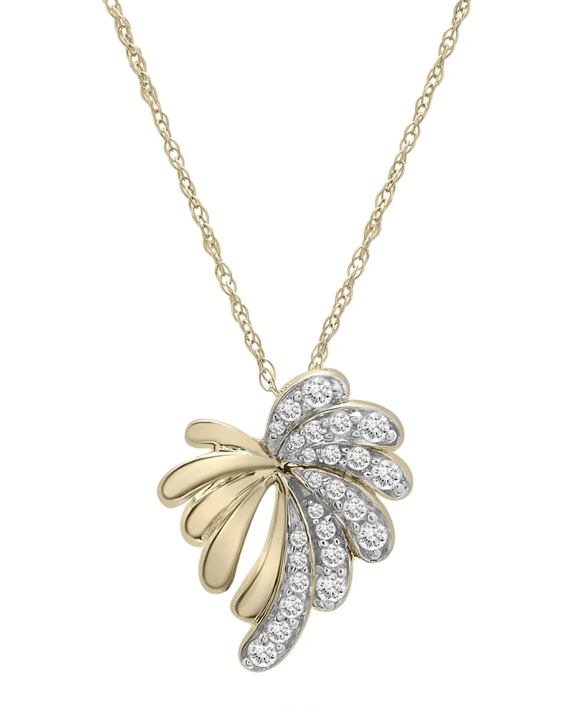 Wrapped Diamond Palm Tree Pendant Necklace (1/5 ct. t.w.) in 10k Gold, 16" + 2" extender, Created for Macy's