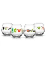 JoyJolt Disney Mickey Mouse 15 oz Joy O Joy Stemless Wine Glass, Set of 4