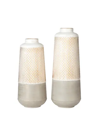 Glitzhome Modern Farmhouse - Modern Industrial Textured Table Vases, Set of 2 - Gold