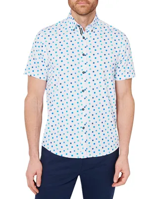 Society of Threads Men's Slim-Fit Dot Print Button-Down Performance Shirt