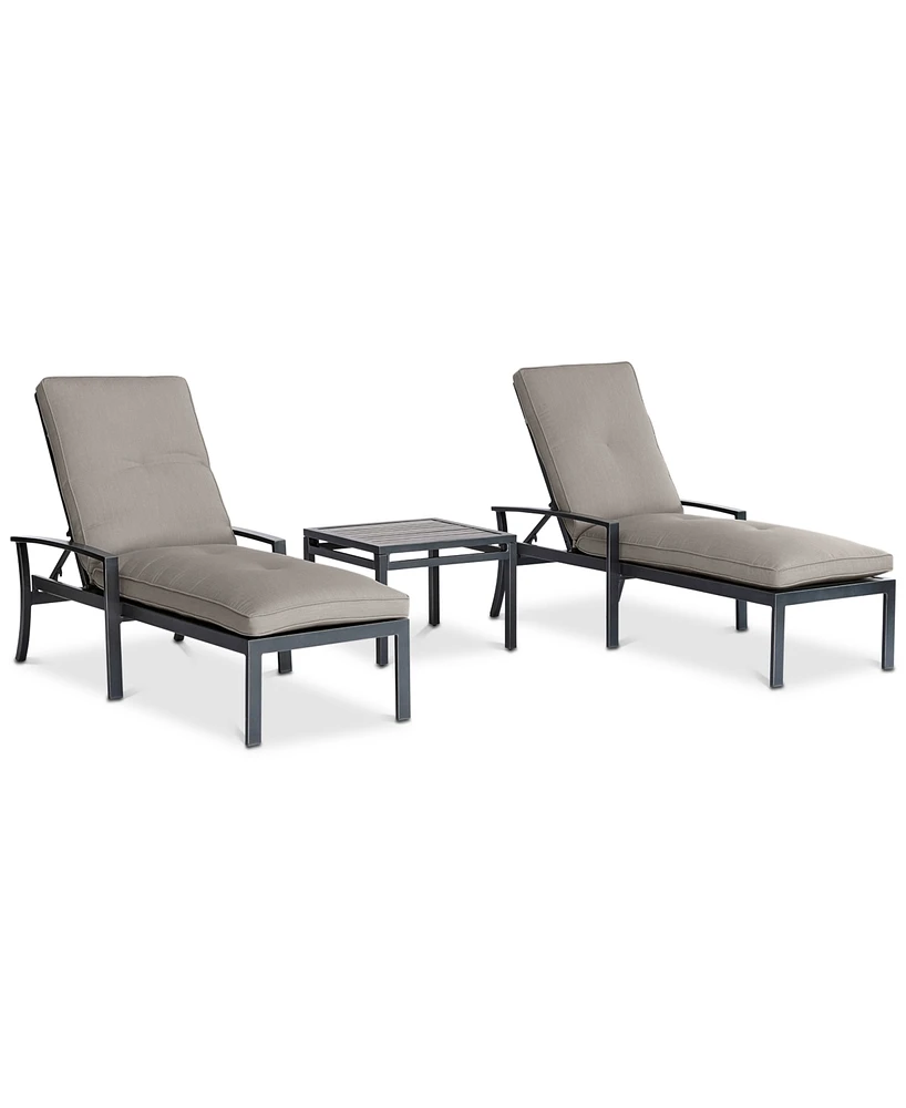 Closeout! Marlough Ii Outdoor Aluminum 3-Pc. Chaise Set (2 Lounges and 1 End Table), Created for Macy's