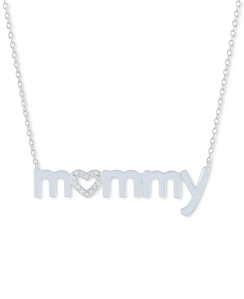 Diamond Mommy 18" Pendant Necklace (1/10 ct. t.w.) in Sterling Silver