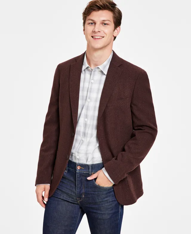 Calvin Klein Men's Slim-Fit Wool Woven Herringbone Sport Coat