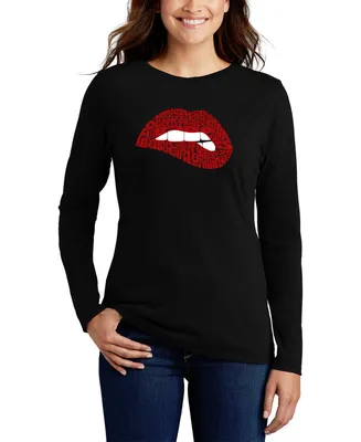 Women's Long Sleeve Word Art Savage Lips T-shirt