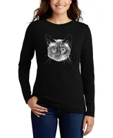 Women's Long Sleeve Word Art Siamese Cat T-shirt