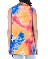 24seven Comfort Apparel Women's Tie Dye Sleeveless Open Front Shrug Vest