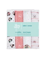 aden by aden + anais Baby Girls Minnie Swaddle Blankets, Pack of 4