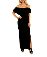 24seven Comfort Apparel Women's Off Shoulder Ruffle Detail Maxi Dress