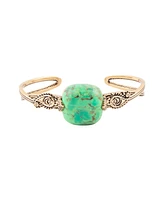 Barse Ornate Bronze and Genuine Lime Turquoise Cuff Bracelet