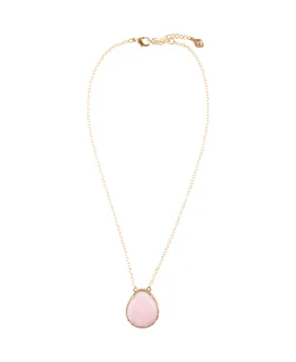 Barse Dreamy Bronze and Genuine Pink Opal Pendant Necklace