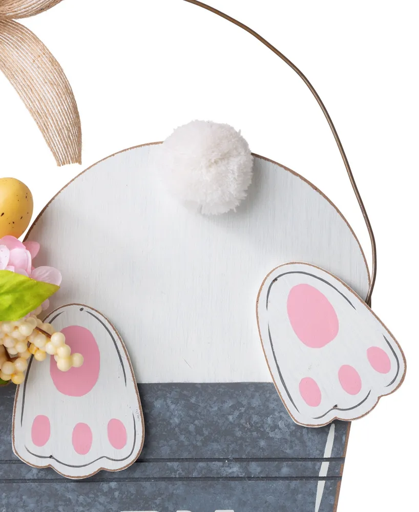 Glitzhome 18"H Easter Wooden Bunny Eggs Wall Decor
