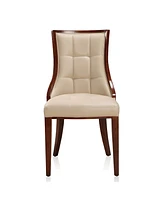 Manhattan Comfort Fifth Avenue 2-Piece Beech Wood Faux Leather Upholstered Dining Chair Set