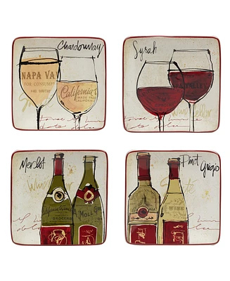 Certified International Wine Country Canape Plates, Set of 4