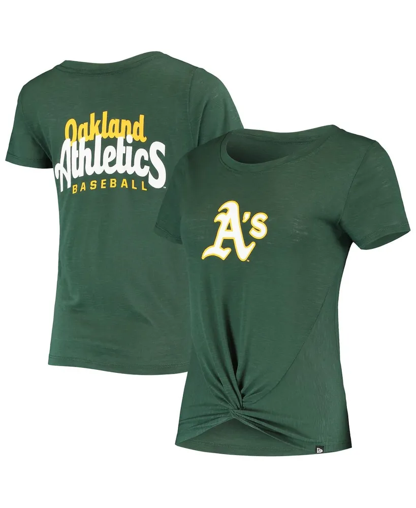Women's New Era Green Oakland Athletics 2-Hit Front Twist Burnout T-shirt