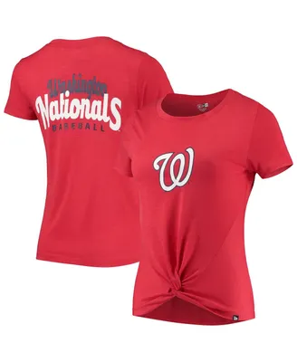 Women's New Era Red Washington Nationals 2-Hit Front Twist Burnout T-shirt