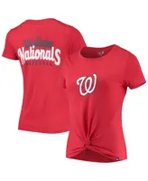 Women's New Era Red Washington Nationals 2-Hit Front Twist Burnout T-shirt
