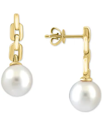Effy Cultured Freshwater Pearl (10mm) Chain Link Drop Earrings in 14k Gold