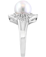 Effy Cultured Freshwater Pearl (11mm) & Diamond (1 ct. t.w.) Halo Ring in 14k White Gold