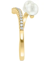 Effy Cultured Freshwater Pearl (2-1/2 - 4-1/2mm) & Diamond (1/10 ct. t.w.) Bypass Ring in 14k Gold