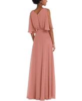 After Six Plus V-Neck Split Sleeve Blouson Bodice Maxi Dress