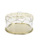 Cake Plate with Dome and Mesh Design - Gold