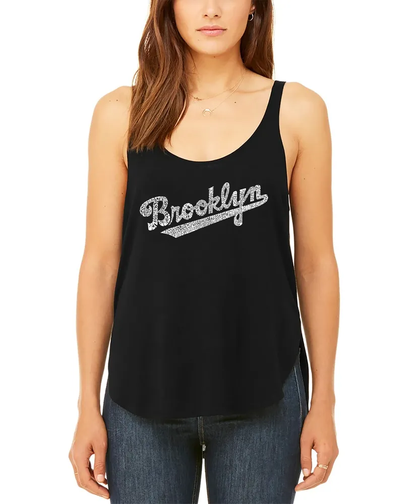 Women's Premium Word Art Flowy Brooklyn Neighborhoods Tank Top