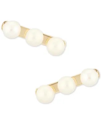 Cultured Freshwater Pearl (3mm) Bar Stud Earrings in 14k Gold