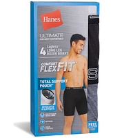 Hanes Men's Ultimate ComfortFlex Fit 4-Pk. Moisture-Wicking Long-Leg Boxer Briefs