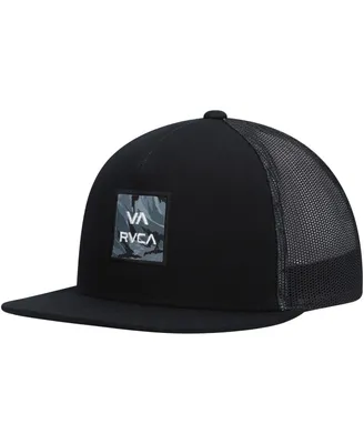 Big Boys Rvca Black Va Atw Trucker Print Snapback Hat
