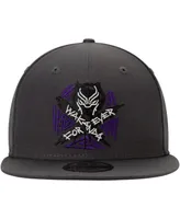 Men's New Era Charcoal Black Panther Wakanda Forever Adjustable Snapback Hat