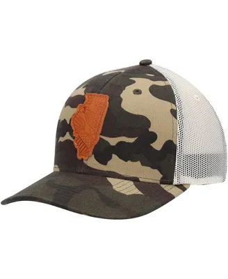 Men's Local Crowns Camo Illinois Icon Woodland State Patch Trucker Snapback Hat
