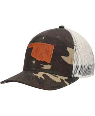 Men's Local Crowns Camo Oklahoma Icon Woodland State Patch Trucker Snapback Hat