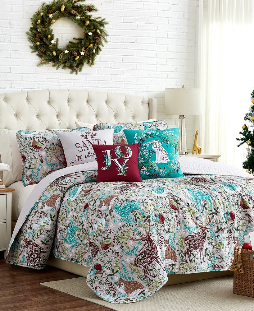 Southshore Fine Linens Christmas Woodland Oversized Reversible 6-Pc. Quilt Set, Twin/Twin Xl