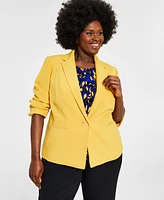 Kasper Plus Crepe One-Button Blazer