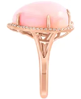 Effy Pink Opal (10-9/10 ct. t.w.) & Diamond (1/5 ct. t.w.) Heart Ring in 14k Rose Gold