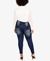 City Chic Women's Patched Apple Skinny Jean