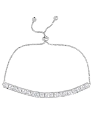 Women's Fine Silver Plated Square Cubic Zirconia Bracelet