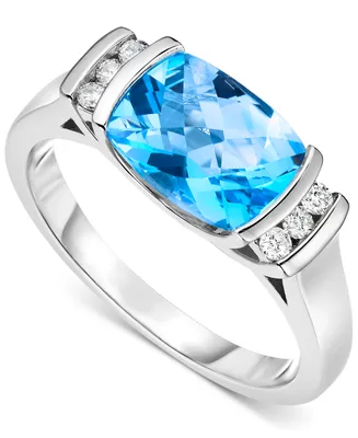 Blue Topaz (2-1/8 ct. t.w.) & Diamond (1/10 ct. t.w.) Ring in Sterling Silver
