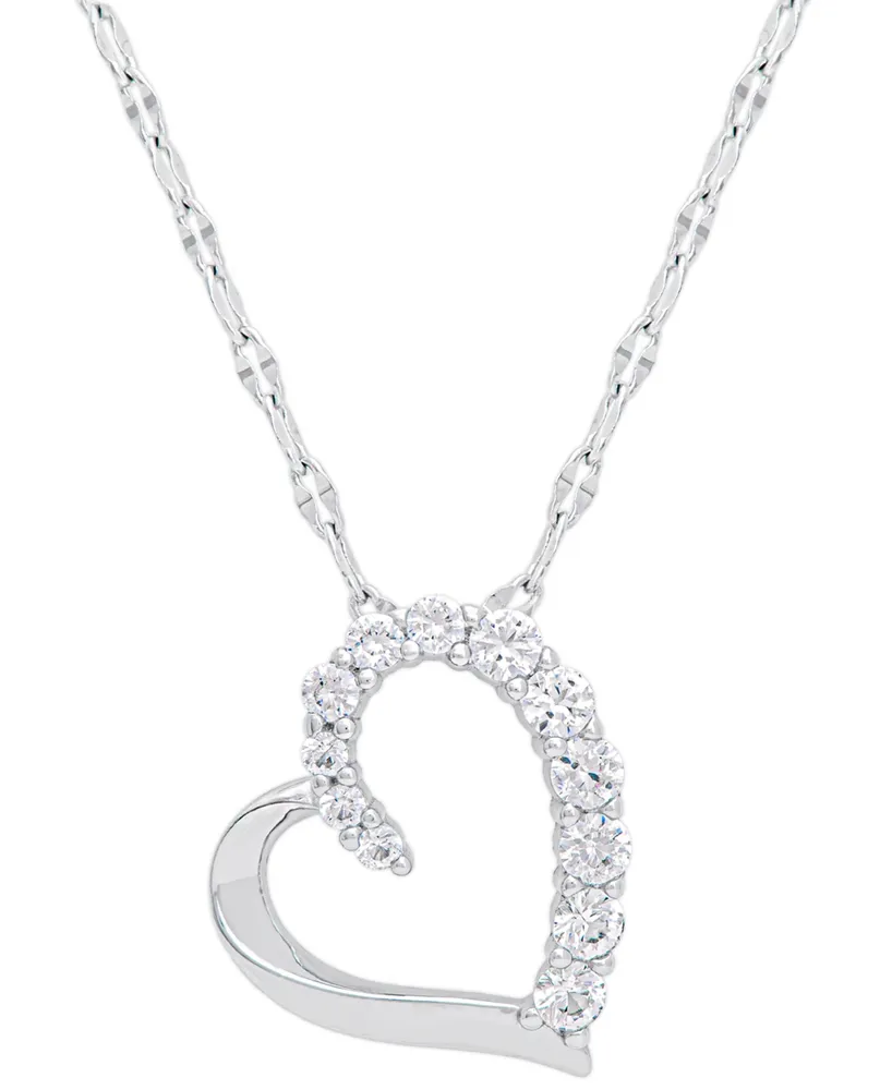 Lab-Grown White Sapphire Heart 18" Pendant Necklace (5/8 ct. t.w.) in Sterling Silver