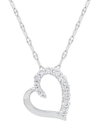 Lab-Grown White Sapphire Heart 18" Pendant Necklace (5/8 ct. t.w.) in Sterling Silver