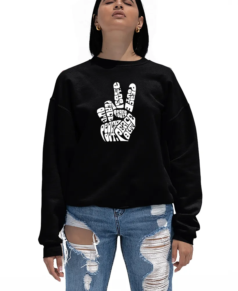 Women's Crewneck Word Art Peace Out Sweatshirt Top