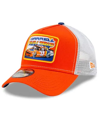 Men's New Era Orange, White Darrell Waltrip Legends 9Forty A-Frame Adjustable Trucker Hat